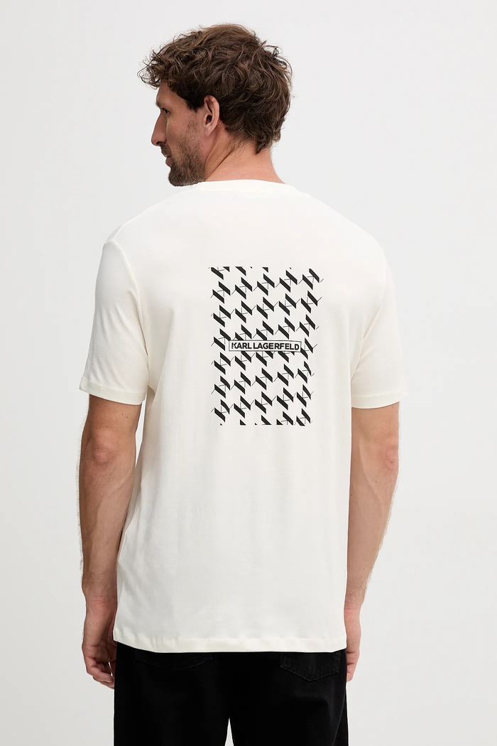 Karl Lagerfeld t-shirt z elastanem beżowy 554221.755034