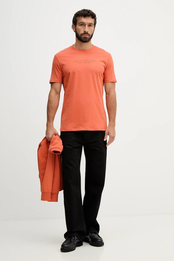 Armani Exchange osnovna kratka majica moška bombažna XM001280.AF10361 oranžna SS26