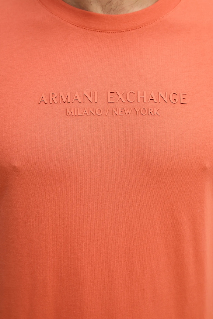 Armani Exchange osnovna kratka majica moška bombažna XM001280.AF10361 oranžna