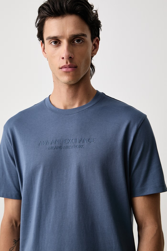 Armani Exchange футболка basic мужская хлопковая голубой XM001280.AF10361