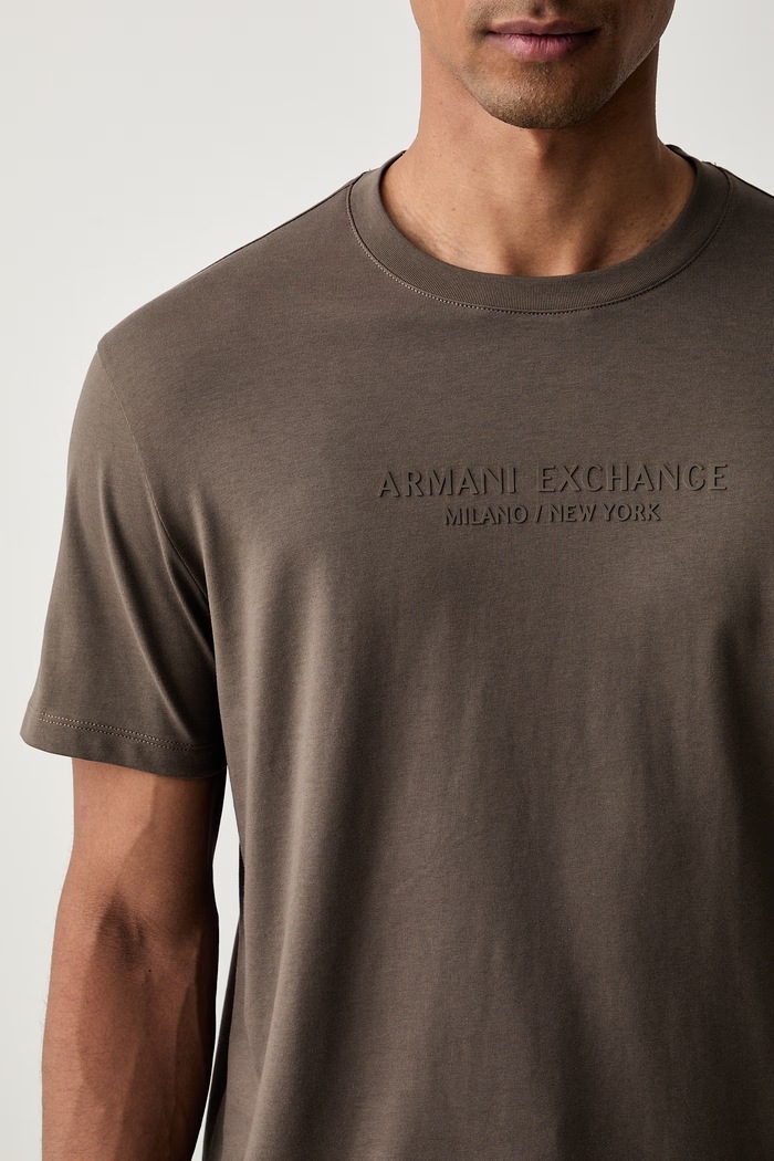 Armani Exchange osnovna kratka majica moška bombažna rjava XM001280.AF10361