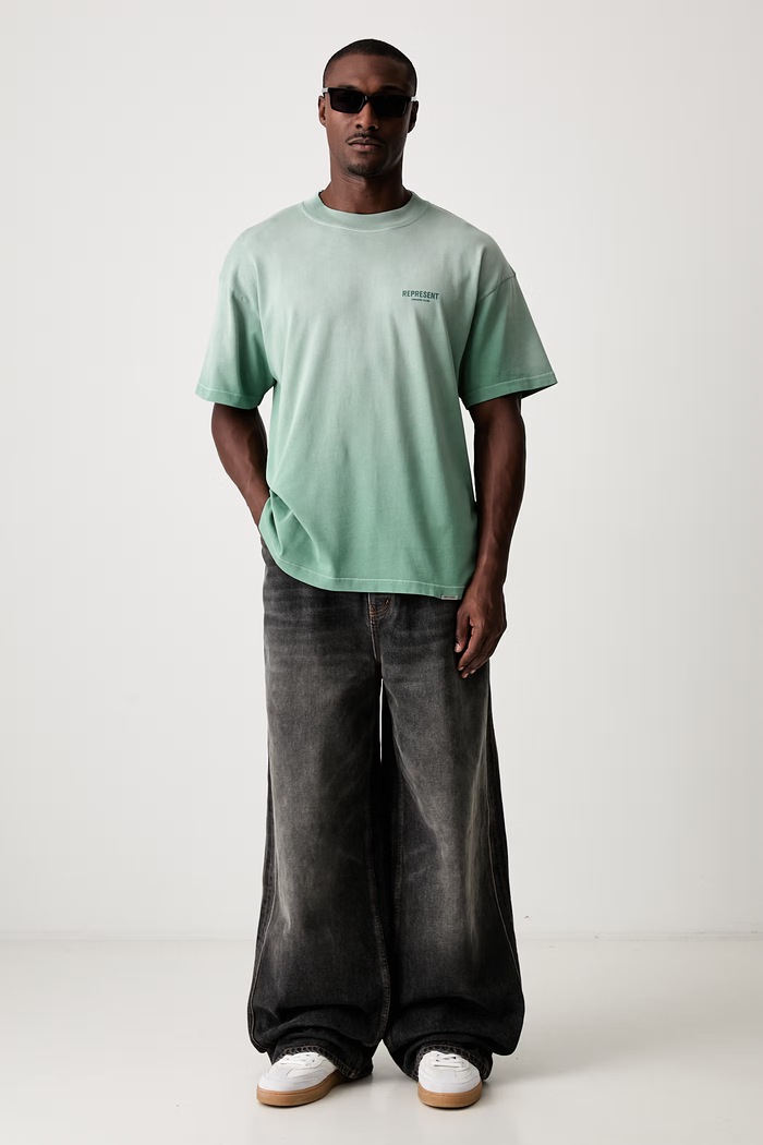 T-shirt oversize bawełniany męski OCM41114 zielony AW25