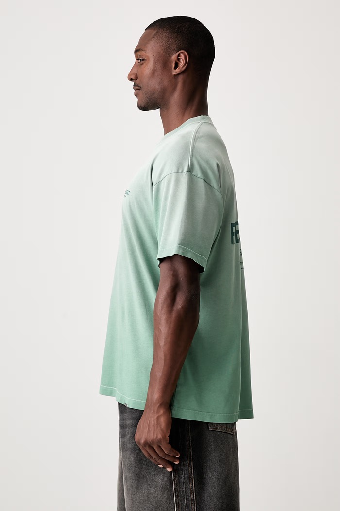 T-shirt oversize bawełniany męski zielony OCM41114