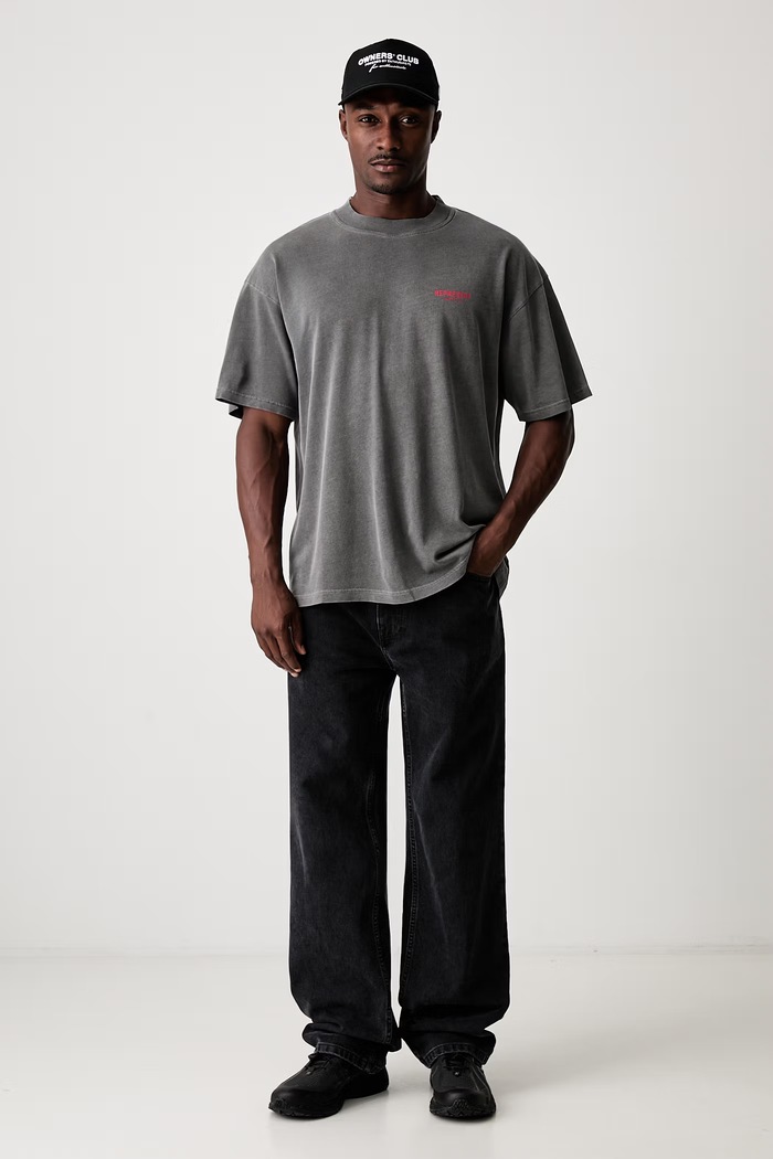 T-shirt oversize bawełniany męski OCM41114 szary AW25