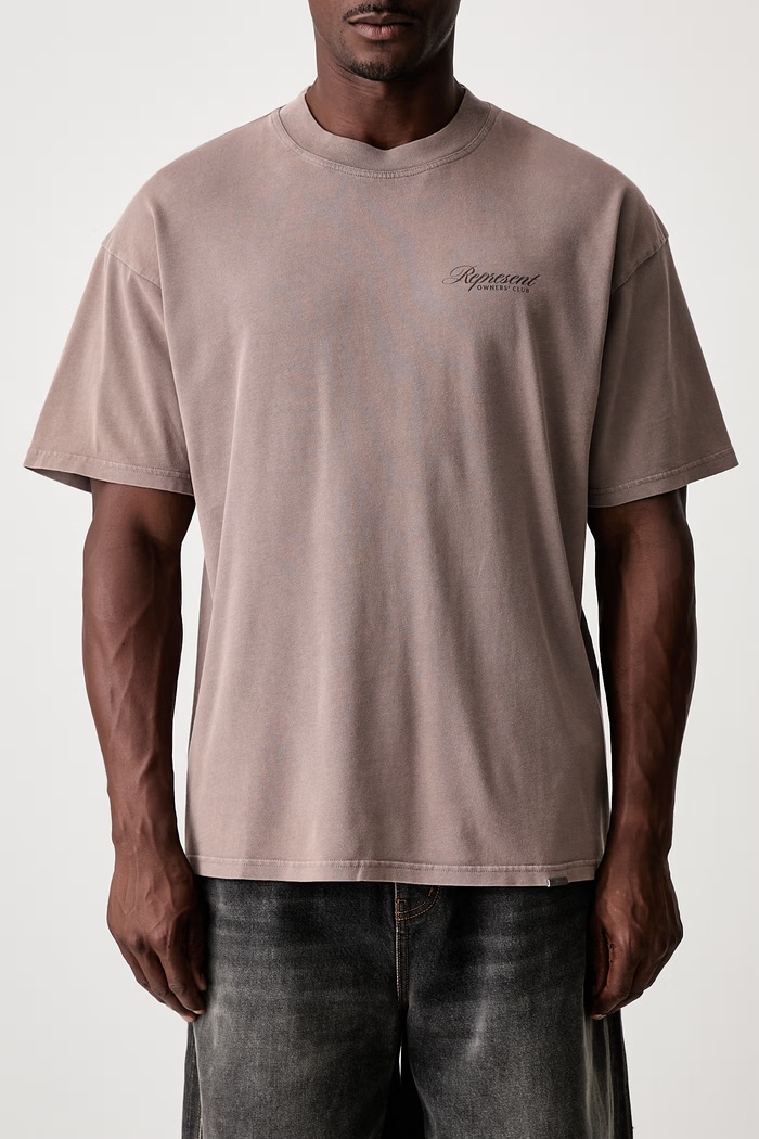 Represent Owners Club Script T-shirt bawełniany męski OCM41201 brązowy