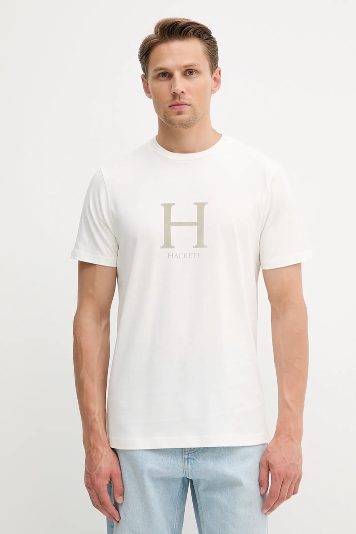 Hackett London tricou din bumbac print bej HM5000002