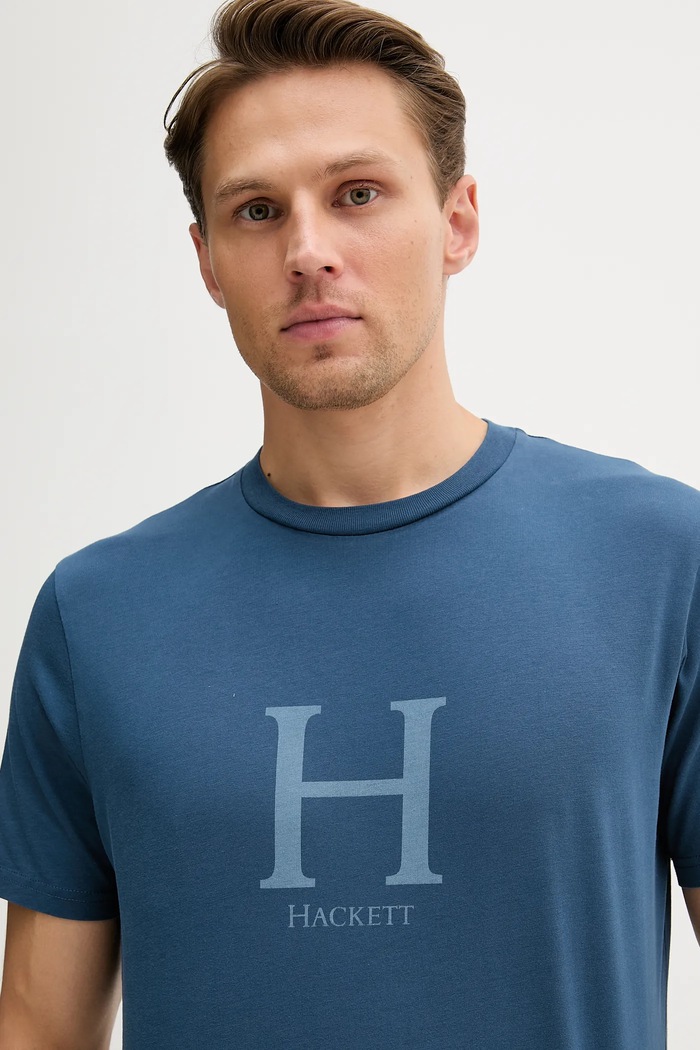 Hackett London tricou din bumbac albastru HM5000002