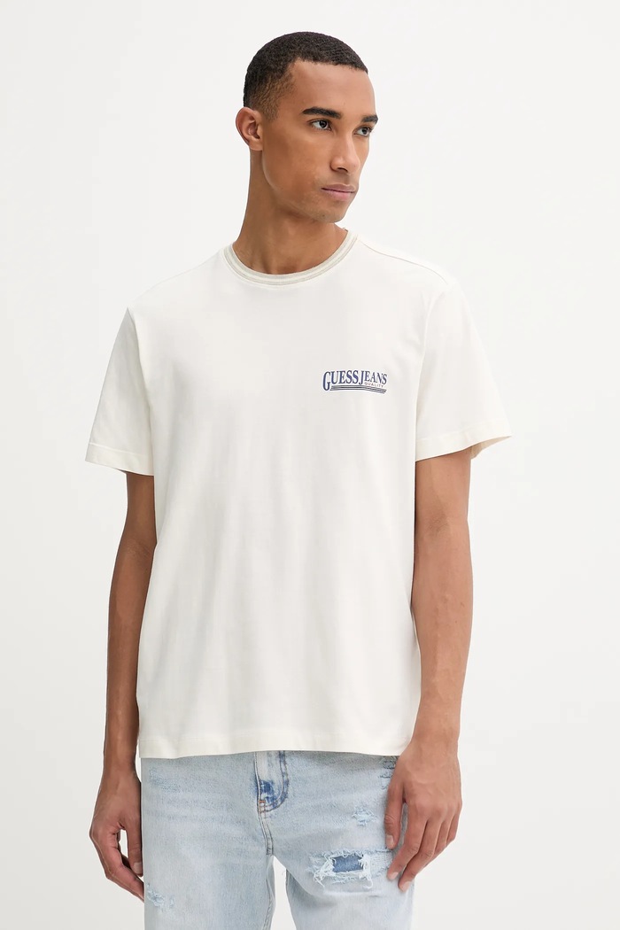 Ρούχα Βαμβακερό μπλουζάκι Guess Jeans M5YI09.K8FQ4 μπεζ