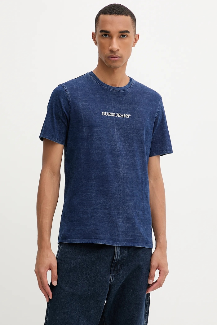 Guess Jeans tricou din bumbac imprimeu albastru M5YI34.KCTG1