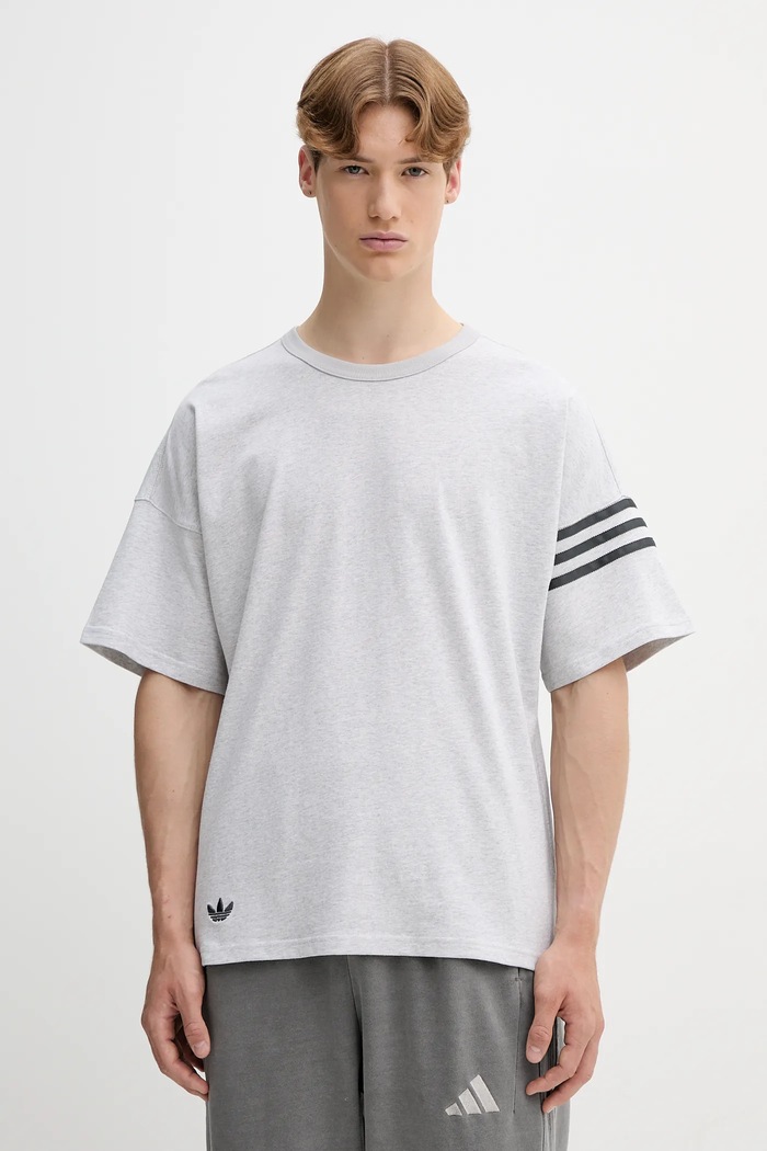 adidas Originals t-shirt bawełniany Neuclassics aplikacja szary HZ3699