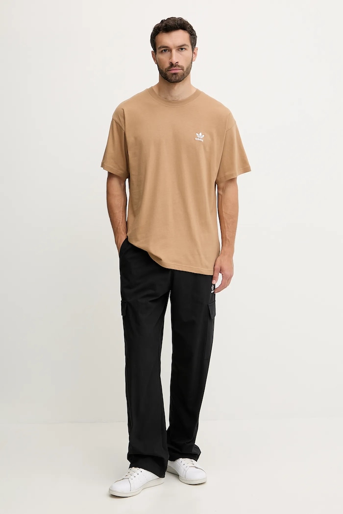 adidas Originals t-shirt bawełniany Essentials JV5944 brązowy AW25