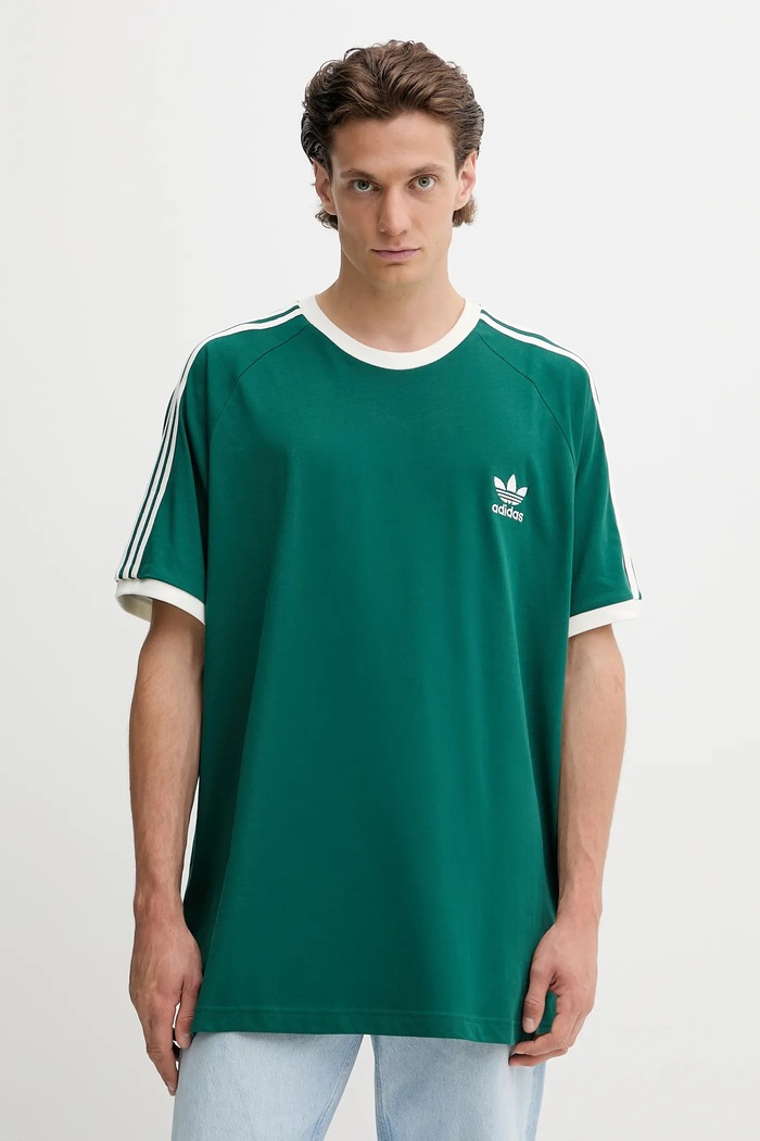 adidas Originals t-shirt bawełniany 3-Stripes aplikacja zielony KA0471