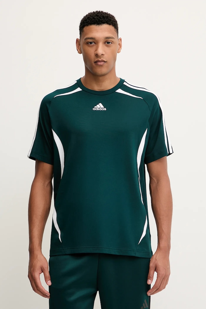 adidas Originals t-shirt bawełniany Teamgeist wzorzyste zielony KE0141