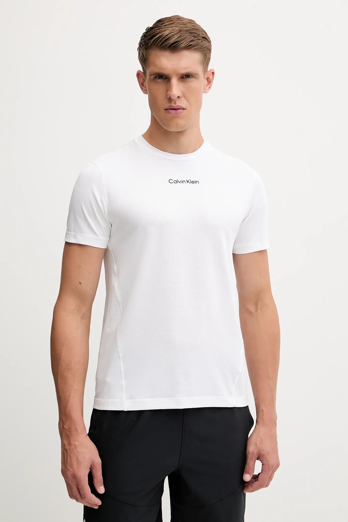 Tréningové tričko Calvin Klein Performance jednofarebný biela LVGMF5K101