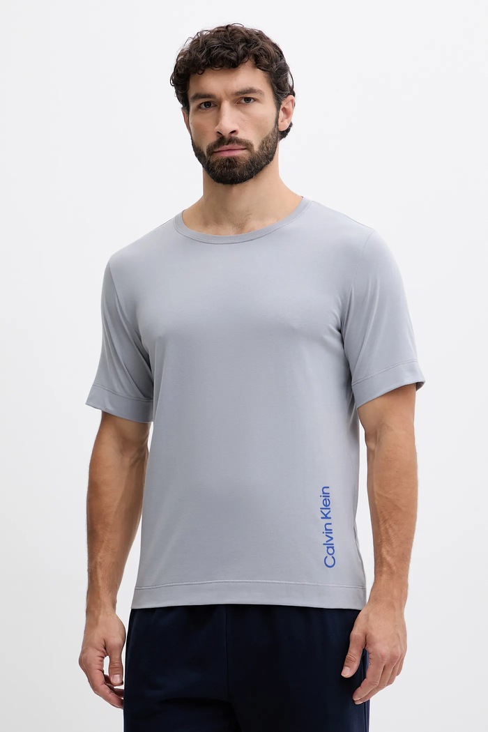 Tričko Calvin Klein Performance potlač sivá LVGMF5K106