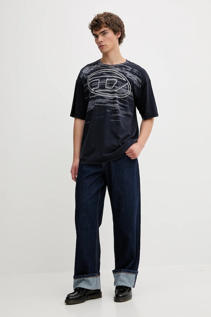 Diesel t-shirt bawełniany T-BOXT-T5 A18653.0AGCA granatowy AW25