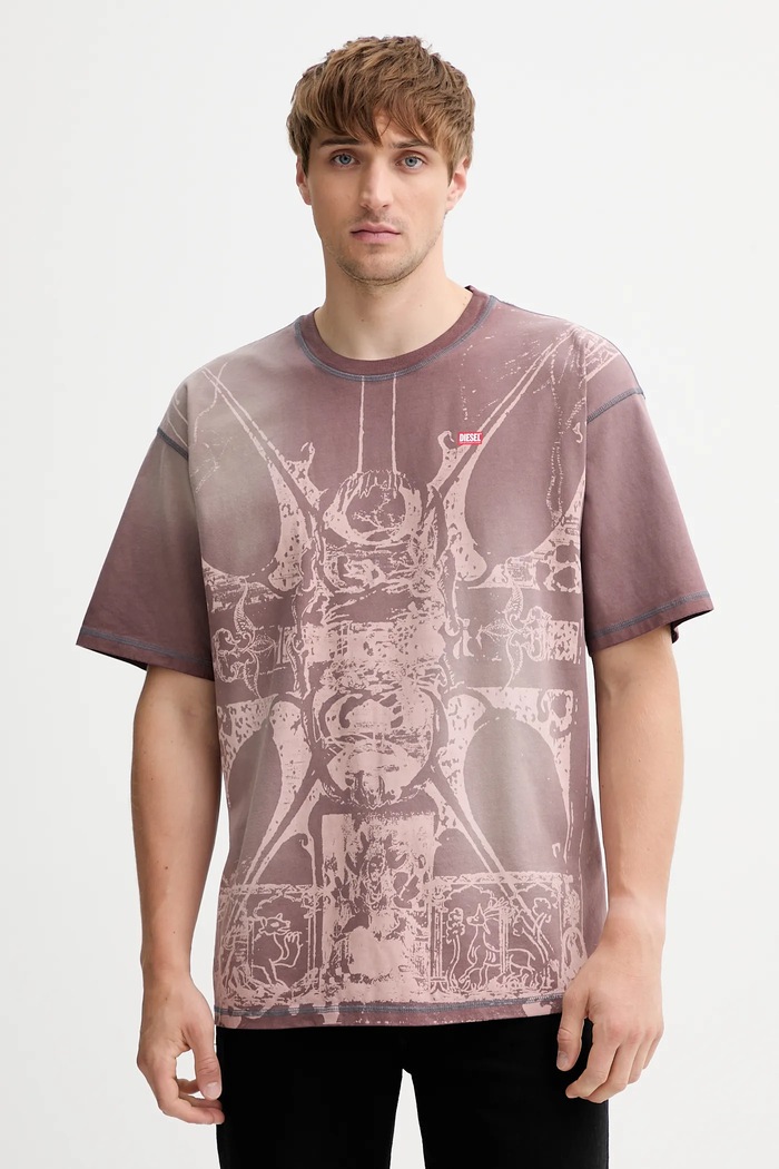 Diesel tricou din bumbac T-BOXT-T13 print maro A19314.0KIBW