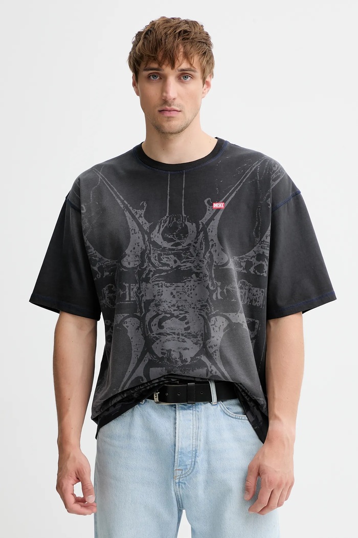Diesel t-shirt bawełniany T-BOXT-T13 nadruk szary A19314.0KIBW