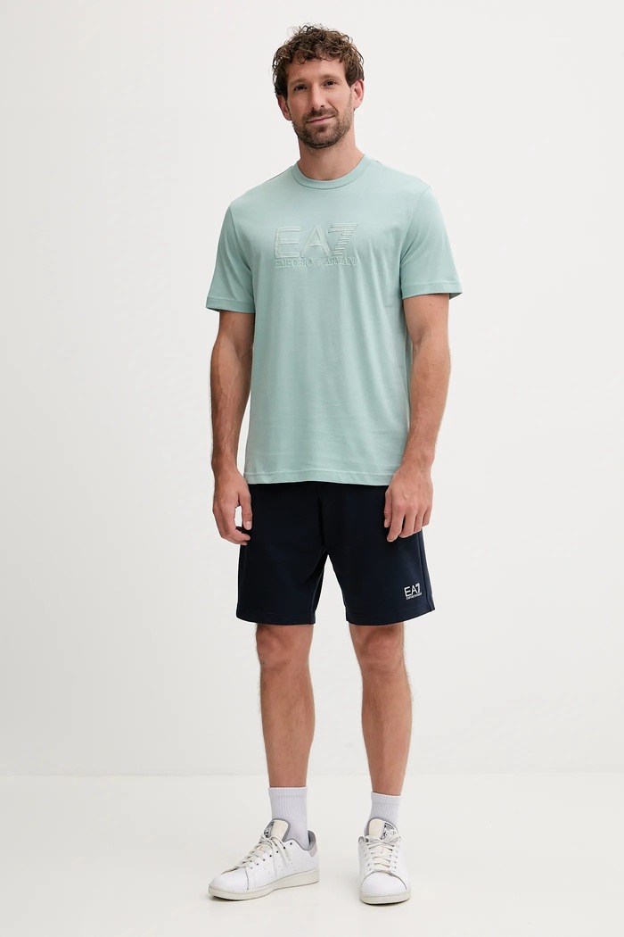 EA7 Emporio Armani t-shirt bawełniany AF10375.7M000898 turkusowy SS26