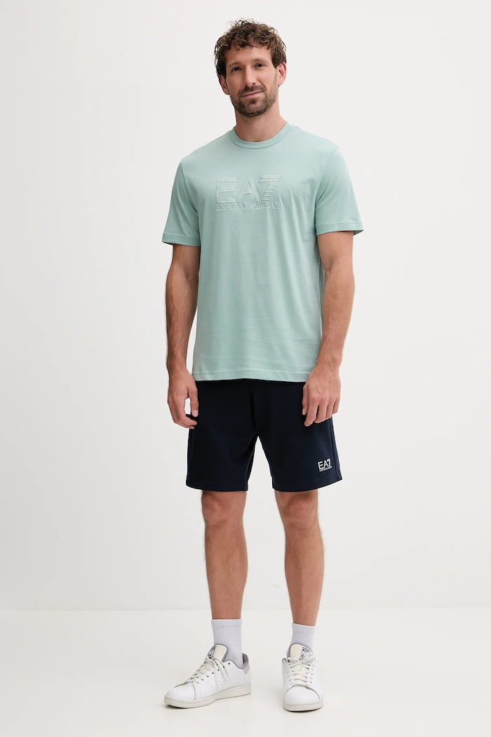 EA7 Emporio Armani t-shirt bawełniany AF10375.7M000898 turkusowy SS26