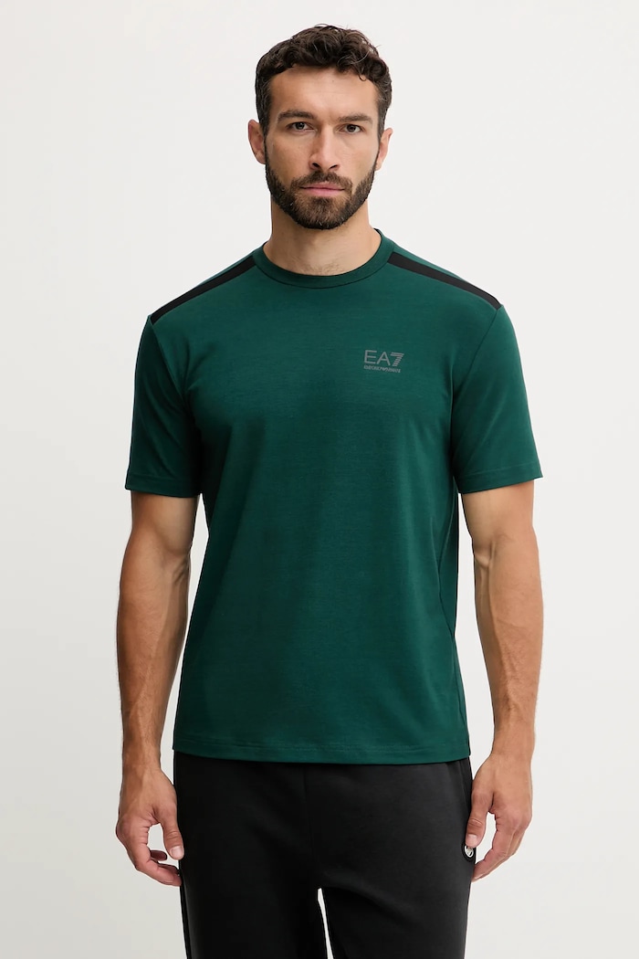 EA7 Emporio Armani t-shirt z elastanem zielony AF13956.7M000656