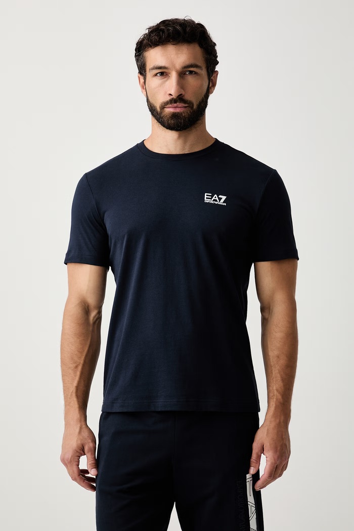 EA7 Emporio Armani T-shirt basic męski bawełniany granatowy PJVPZ.8NPT25