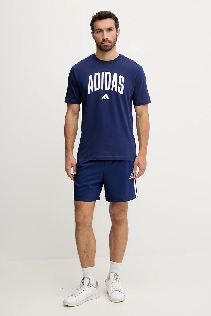 adidas t-shirt bawełniany Collegiate JM6417 niebieski AW25