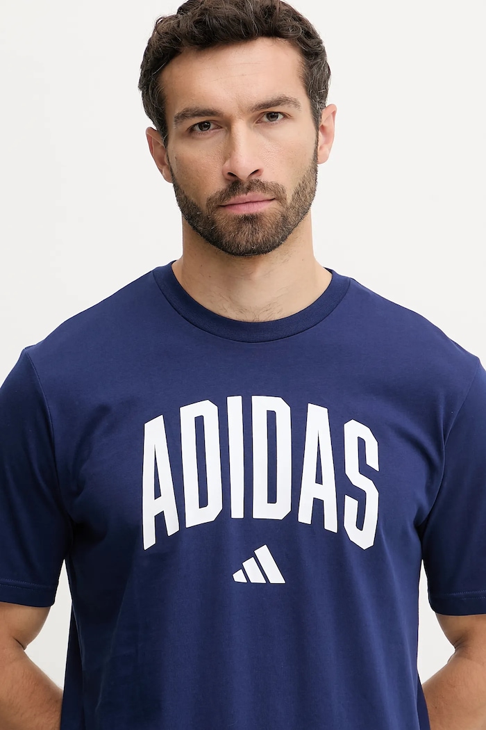 adidas t-shirt bawełniany Collegiate niebieski JM6417