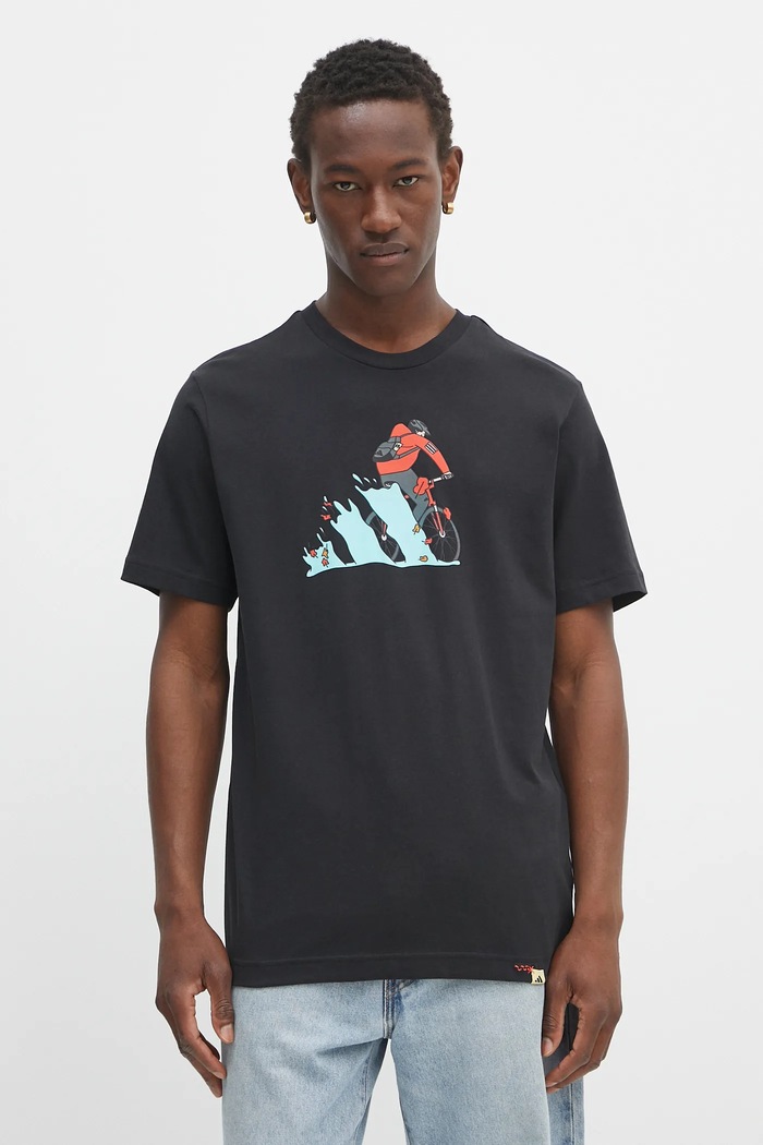 adidas t-shirt bawełniany Doodle Hunt Bike Graphic T-Shirt nadruk czarny JM6495