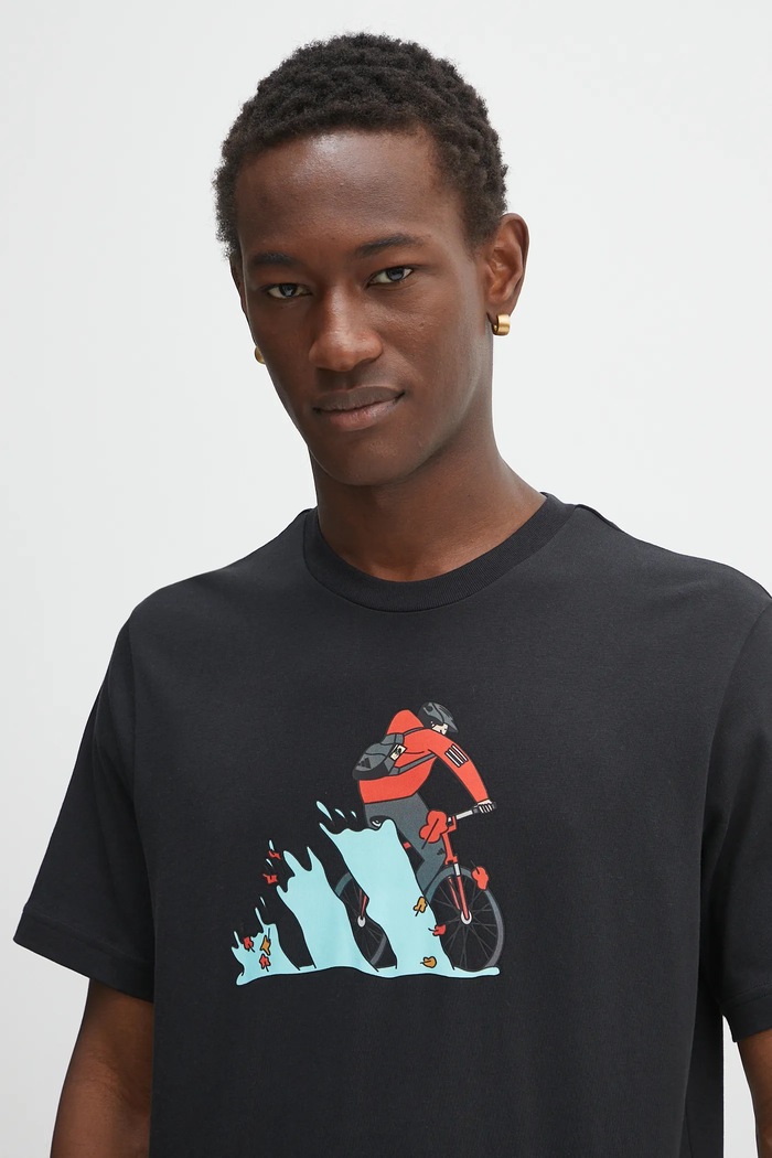 adidas t-shirt bawełniany Doodle Hunt Bike Graphic T-Shirt czarny JM6495