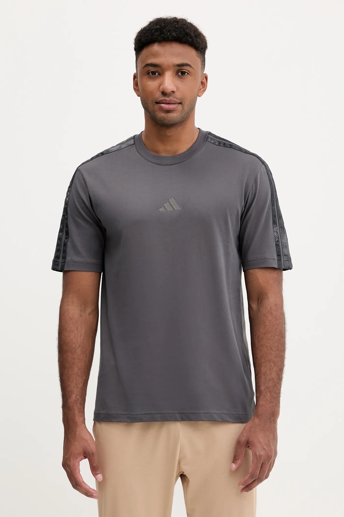 Βαμβακερό μπλουζάκι adidas AOP Colourblock T-Shirt κανονικό γκρί JM9203