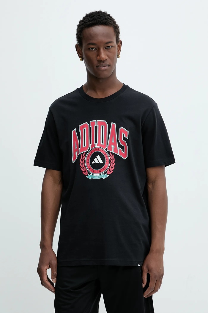 Bavlněné tričko adidas VSTY CREST potisk černá JV8443