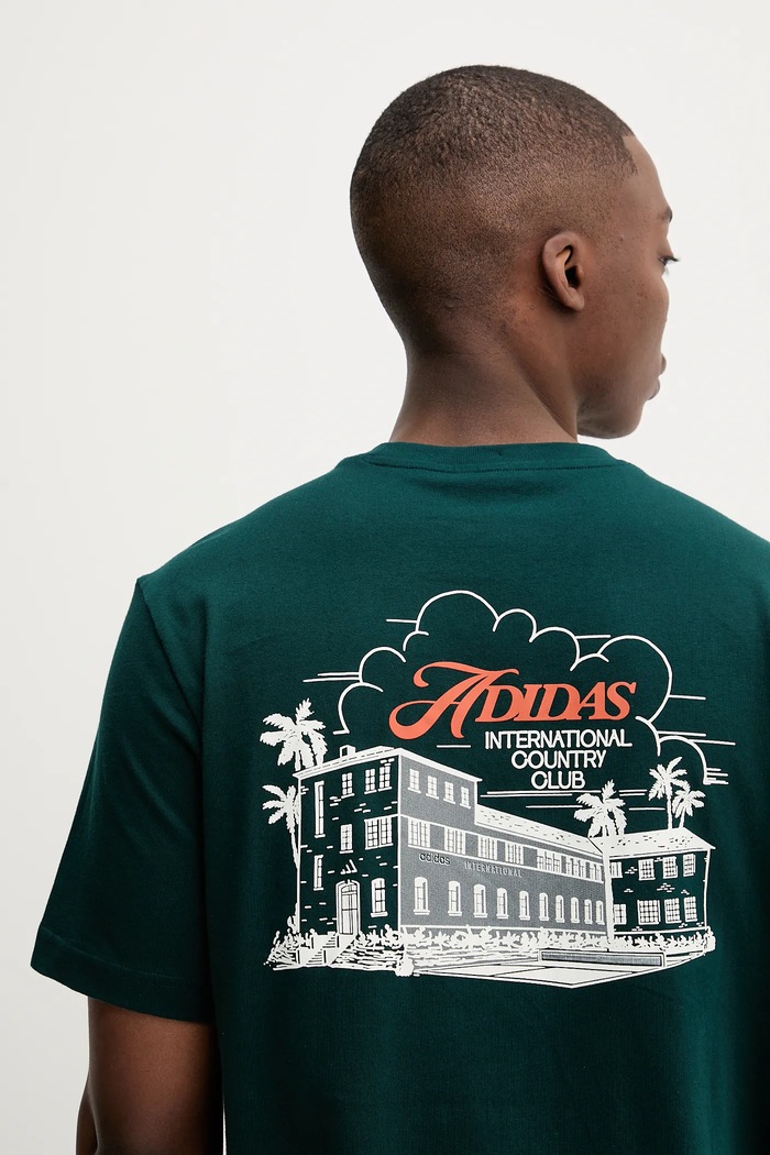 Βαμβακερό μπλουζάκι adidas Club Scenic JV8447 πράσινο