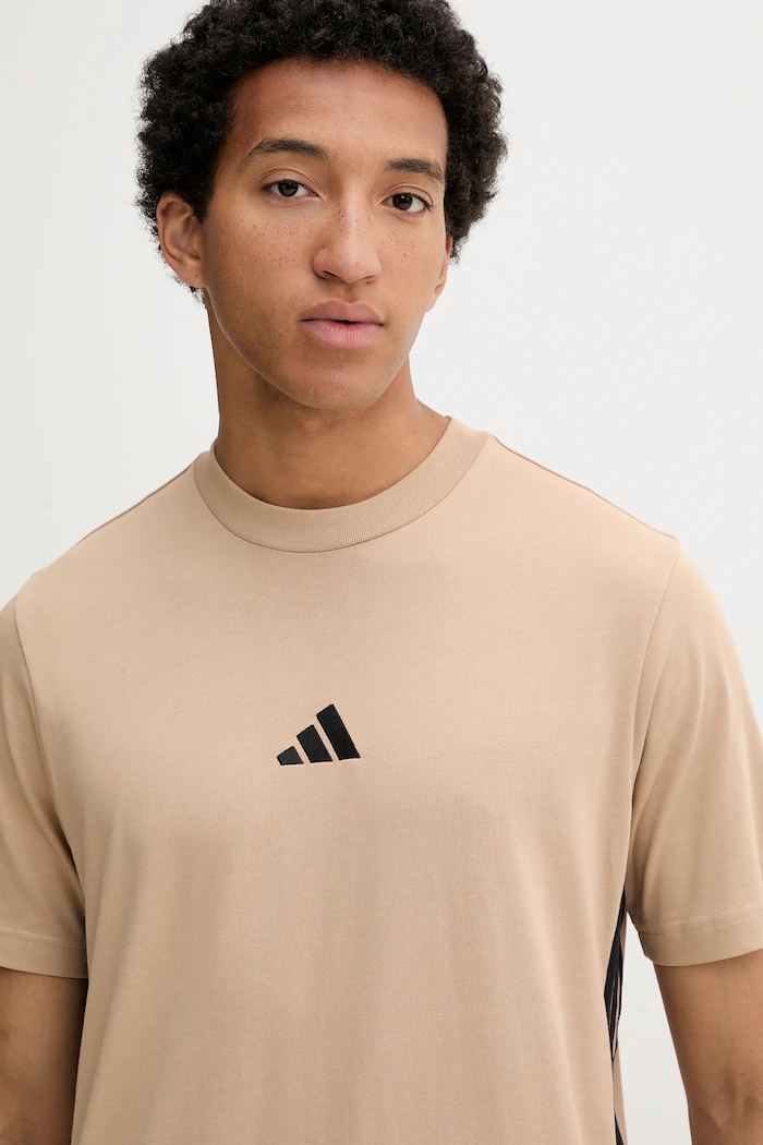 Bavlněné tričko adidas Essentials béžová JX0734