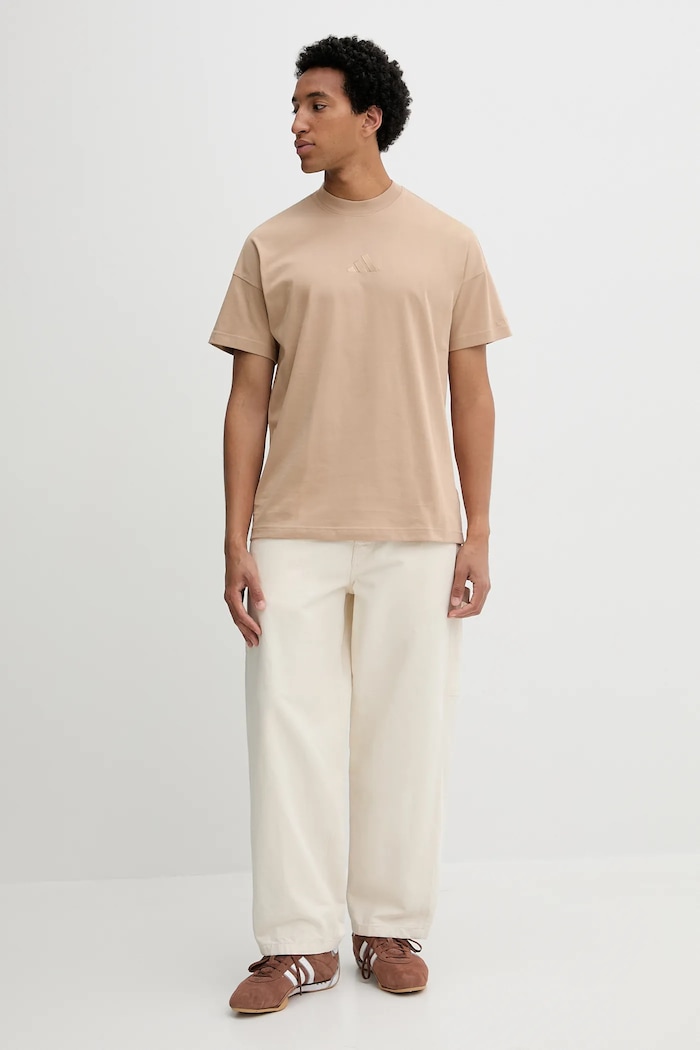 adidas T-shirt bawełniany All SZN JX5083 beżowy AW25