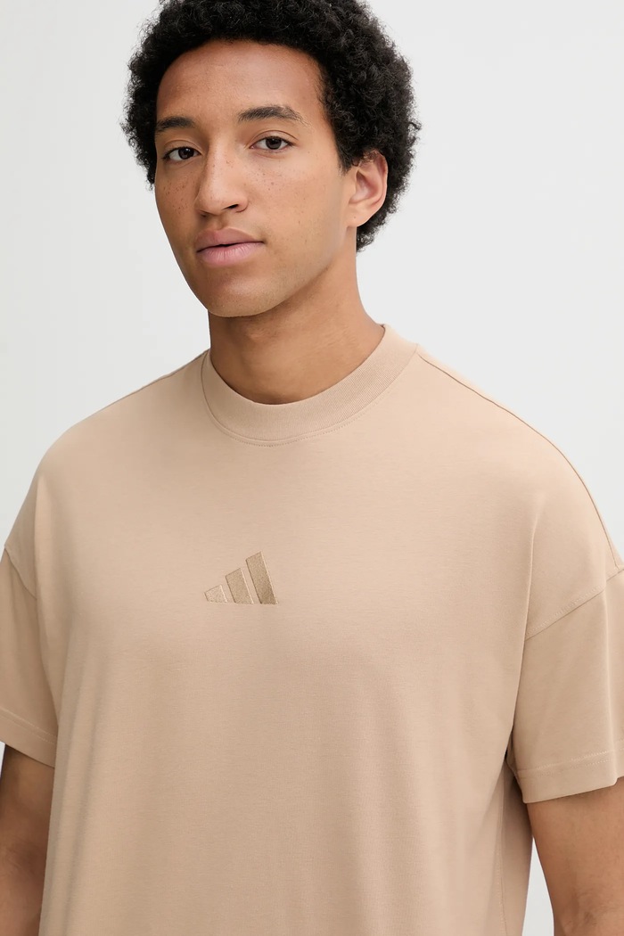 T-shirt bawełniany All SZN adidas JX5083 beżowy