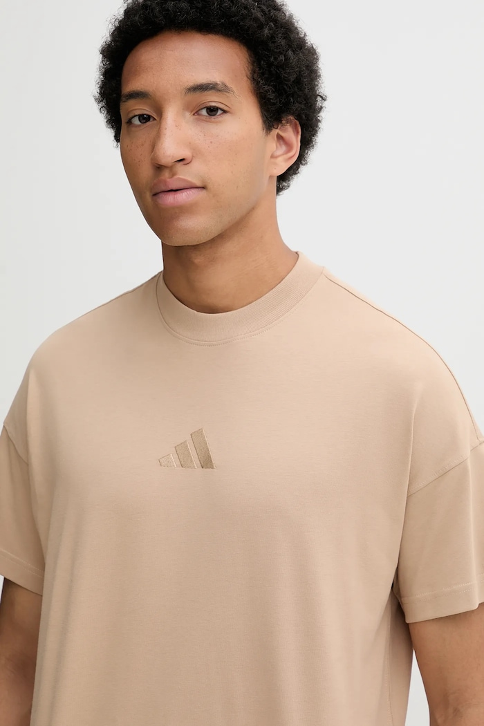 T-shirt bawełniany All SZN adidas JX5083 beżowy