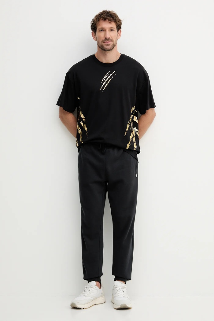 PLEIN SPORT t-shirt bawełniany FAEC.MTK8358.STE001N czarny AW25