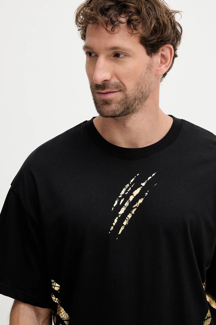 PLEIN SPORT t-shirt bawełniany czarny FAEC.MTK8358.STE001N