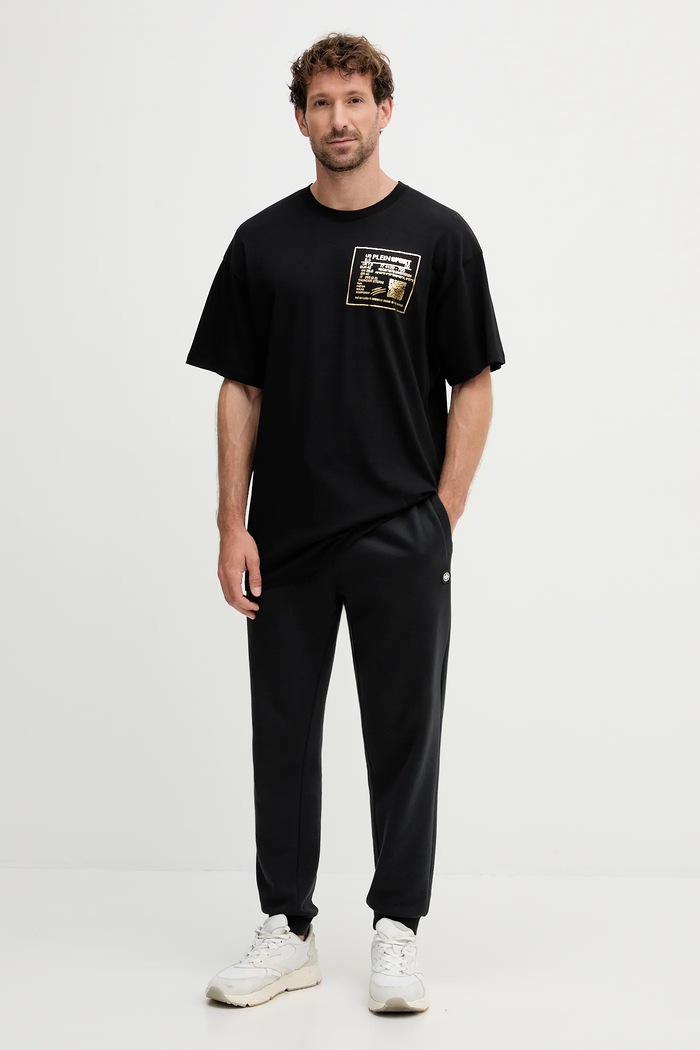 PLEIN SPORT t-shirt bawełniany FAEC.MTK8362.STE001N czarny AW25