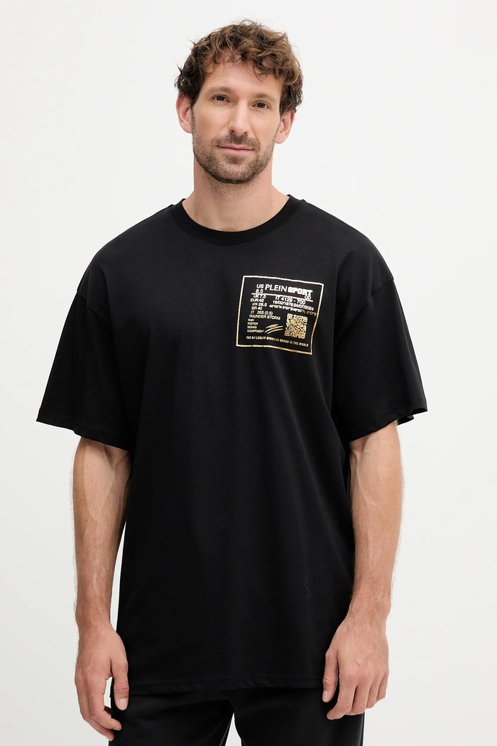 Odzież PLEIN SPORT t-shirt bawełniany FAEC.MTK8362.STE001N czarny