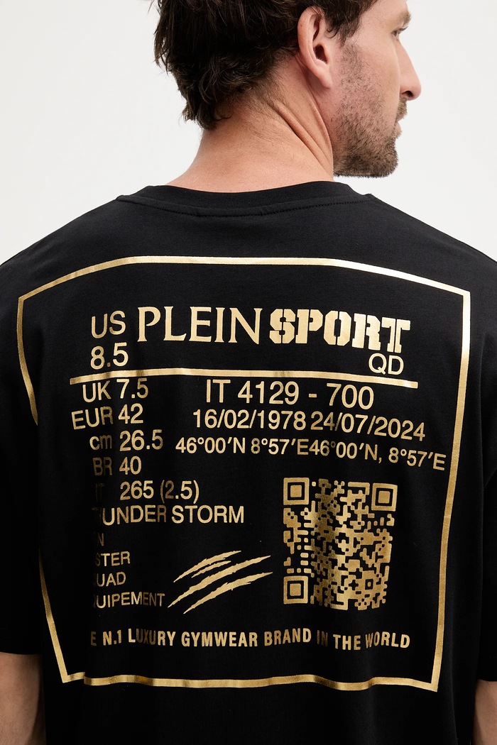 PLEIN SPORT t-shirt bawełniany FAEC.MTK8362.STE001N czarny
