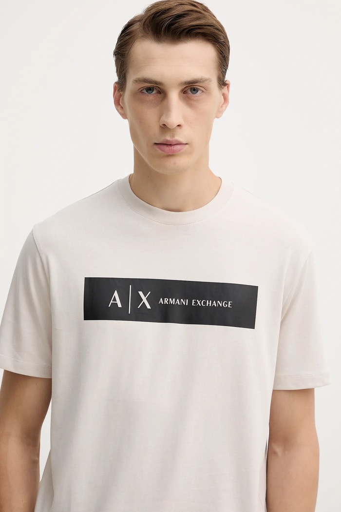 T-shirt bawełniany Armani Exchange XM001425.AF10361 beżowy