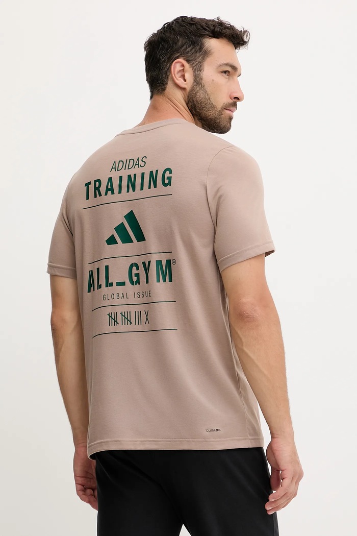 adidas Performance T-shirt treningowy Category Training Graphic brązowy JM8977