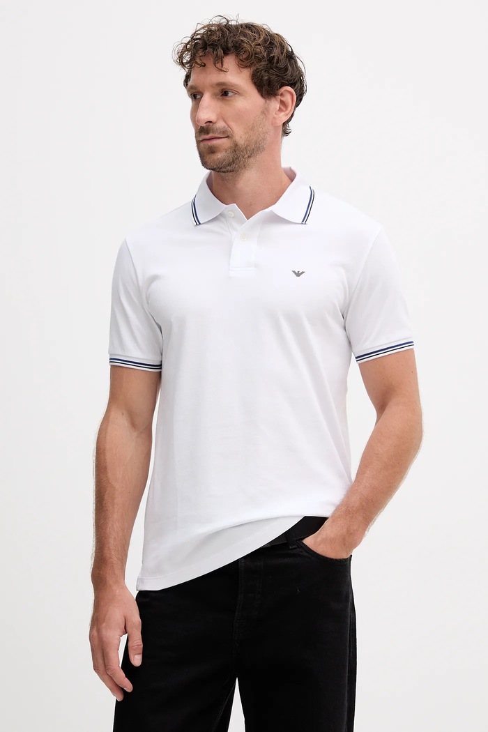 Polo tričko Emporio Armani hladký bílá 8N1FB4.1JPTZ