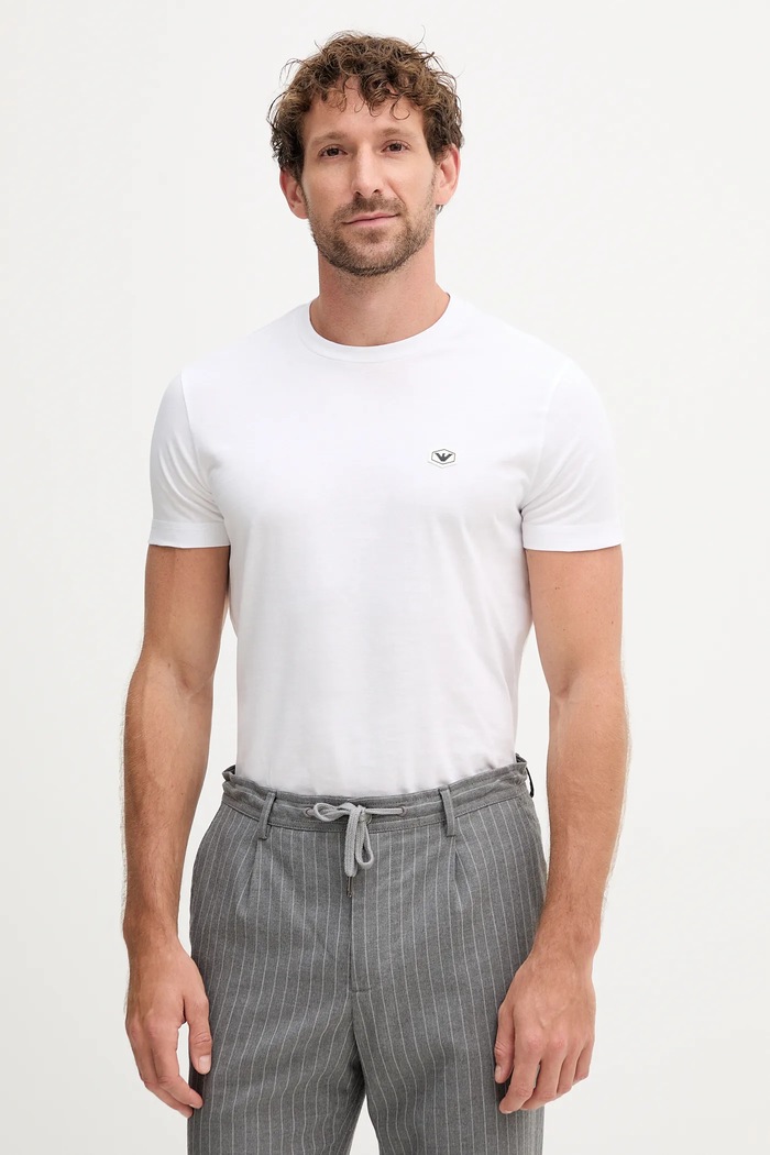Bavlněné tričko Emporio Armani slim bílá 8N1TQ6.1JRGZ