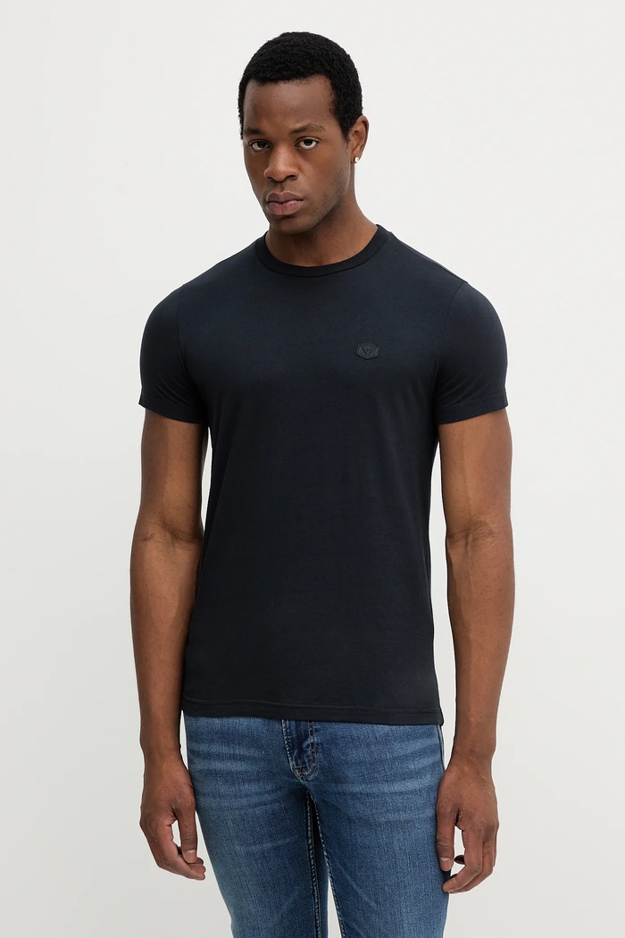 Bavlněné tričko Emporio Armani slim námořnická modř 8N1TQ6.1JRGZ