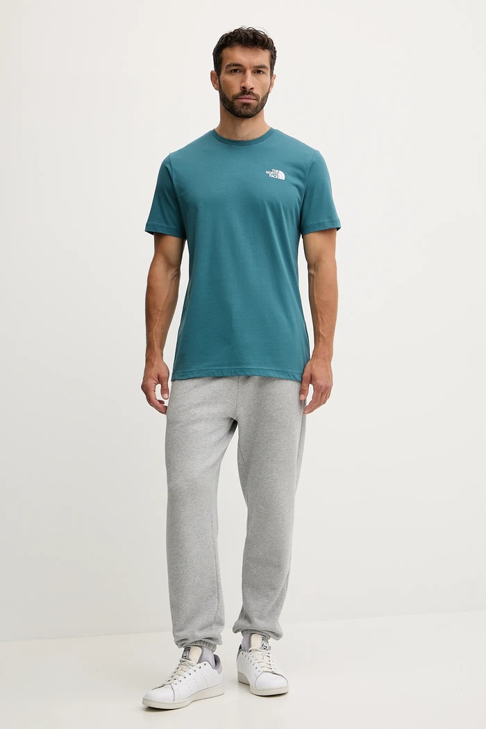 The North Face t-shirt bawełniany Redbox Celebration NF0A87NVBQ51 turkusowy AW25