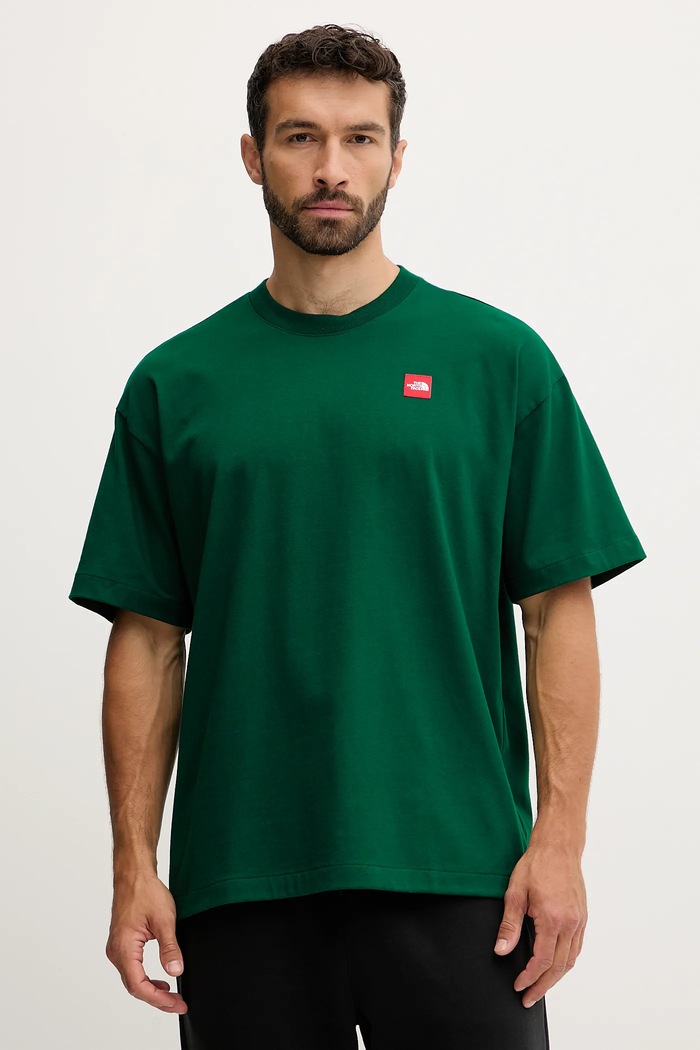 Bavlněné tričko The North Face Redbox nášivka zelená NF0A8EG51KI1