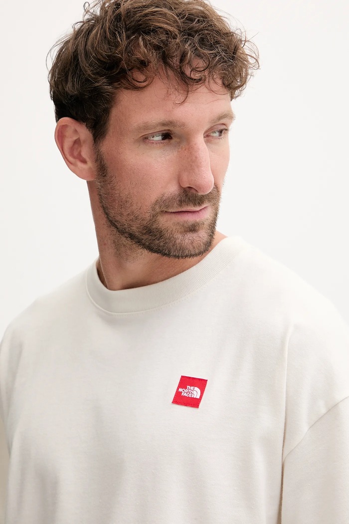 Bavlněné tričko The North Face Redbox béžová NF0A8EG5QLI1